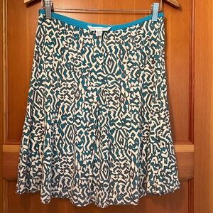 100% Silk Diane Von Furstenberg Patterned Skirt, Size 8